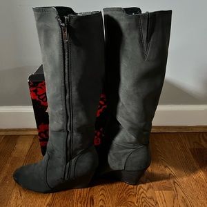 Fergalicious knee high wedge boot